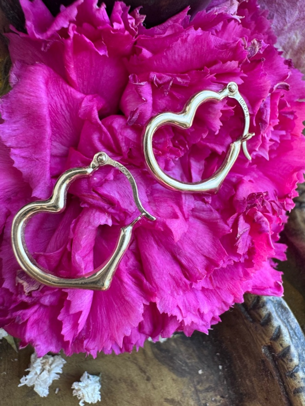 10K Gold Heart Hoop Earrings